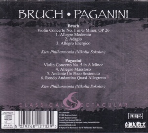 Bruch, Paganini - Violin Concerto No. 1 In G Minor, Op 26. Violin Concerto No. 5 In A Minor. - Img 2