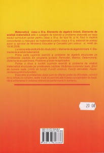 Marius Burtea - Matematica. Clasa a XI-a. Exercitii si probleme. Elemente de algebra liniara. Elemente de analiza matematica - Img 2