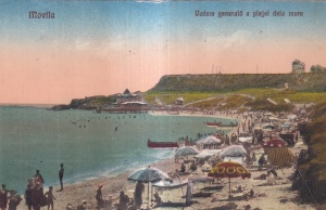 Movila. Vedere generala a plajei dela mare (circulata)