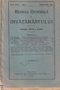 Revista generala a invatamantului, anul XVII, nr. 1, ianuarie 1929