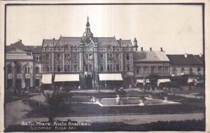 Satu Mare: Piata Bratianu / Szatmar Deak-ter (circulata 1928)