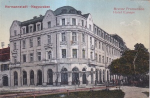 Sibiu Hermannstadt. Nagyszeben. Bretter Promenade Hotel Europe (circa 1910, necirculata)