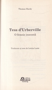 Thomas Hardy - Tess d'Urberville. O femeie inocenta - Img 2