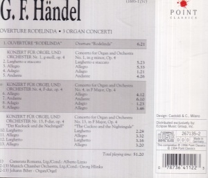 Handel - Overture Rodelinda. 3 Organ Concerti - Img 2