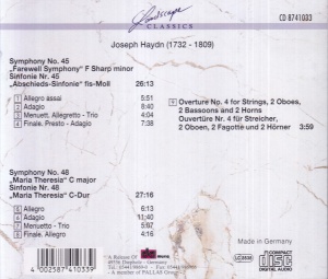 Haydn – Symphony No. 45 and No. 48. Overture No. 4 - Img 2