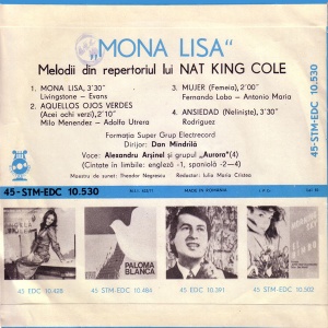 Mona Lisa - Melodii Din Repertoriul Lui Nat King Cole. Alexandru Arsinel - Formatia Super Grup Electrecord, dirijor: Dan Mindrila - Img 2