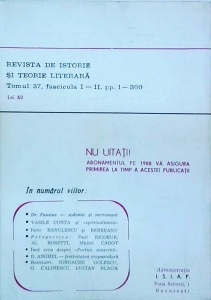 Revista de istorie si teorie literara. Ianuarie - Iunie 1988 - Img 2