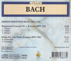 Bach - Harpsichord Concerto Nr. 1. Partita Nr. 2 For Violin - Img 2