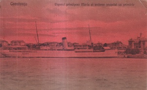 Constanta. Vaporul Principesa Maria Si Vederea Orasului Cu Primaria (circulata 1924)