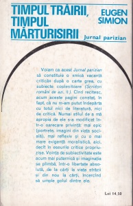 Eugen Simion - Timpul trairii. Timpul marturisirii. Jurnal parizian - Img 2