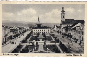 Sighetu Marmatiei. Piata Miklos Horthy / Máramarossziget Horthy Miklós-tér (necirculata, ocupatia maghiara)