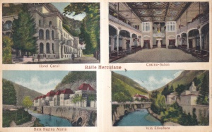 Baile Herculane. Hotel Carol. Casino-Salon. Baia Regina Maria. Vila Elisabeta (circulata 1937)