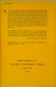 Gatrick Gardiner - The nature of historical explanation - Img 2
