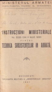 Ministerul Armatei - Instructiuni ministeriale. Nr. 5535 din 8 iulie 1930 pentru technica subzistentelor in armata (1931) - Img 2
