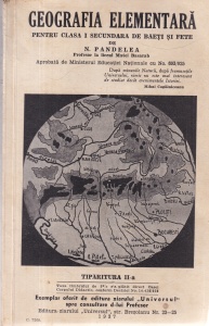 N. Pandelea - Geografia elementara pentru clasa I secundara de baeti si fete (1937)