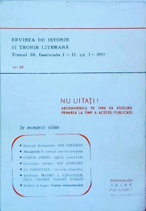 Revista de istorie si teorie literara. Ianuarie - Iunie 1989 - Img 2