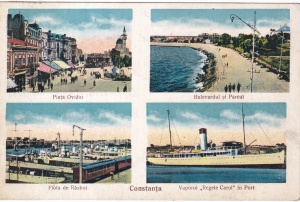 Constanta. Piata Ovidiu. Bulevardul si Parcul. Flota de Rasboi. Vaporul "Regele Carol" in Port (circulata 1930)