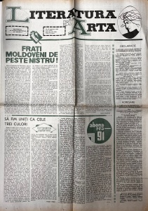 Literatura si Arta. Saptamanal al Uniunii Scriitorilor din Modova, nr. 37, 13 septembrie 1990
