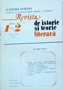 Revista de istorie si teorie literara. Ianuarie - Iunie 1992 - Img 1