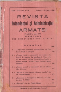 Revista Intendentei si Administratiei Armatei, nr. 9-10, anul XXII, septemvrie-octomvrie 1942