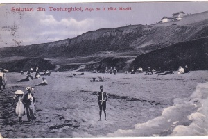 Salutari din Techirghiol. Plaja de la baile Movila (circulata 1914)