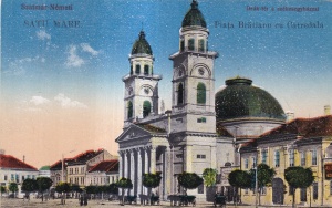 Satu Mare. Piata Bratianu cu Catedrala (1917, necirculata)