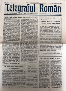 Telegraful roman, nr. 33-34 si 35-36/1988, 1 si 15 septembrie 1988. Foaie religioasa editata de Arhiepiscopia Ortodoxa Romana a Sibiului