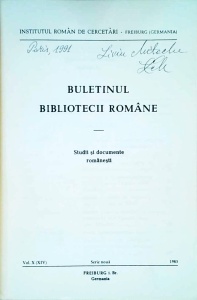 Buletinul Bibliotecii Romane. Studii si documente Romanesti, volumul X (Freiburg, 1983) - Img 2