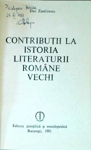 Dan Zamfirescu - Contributii la istoria literaturii romane vechi - Img 2