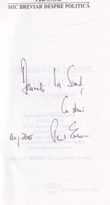 Paul Everac - Mic breviar despre politica (cu autograful autorului)