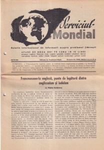 Serviciul Mondial. Buletin internațional de informații asupra..., nr. IV/19/20, octombrie 1943