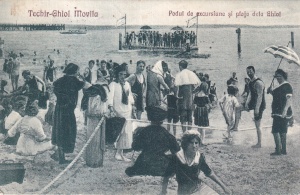 Techir-Ghiol. Movila. Podul de excursiune si plaja dela Ghiol (circulata 1925)
