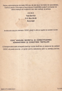 Teste AIG pentru Abilitati Intelectuale Generale. Teste folosite la examenele de admitere in invatamantul superior- anul 1990 - Img 2