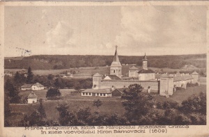 M-tirea Dragomirna, zidita de Mitropolitul Anastasie Crimca in zilele voevodului Miron Barnovschi (1609) (circulata 1930)