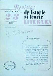 Revista de istorie si teorie literara. Aprilie - Septembrie 1986