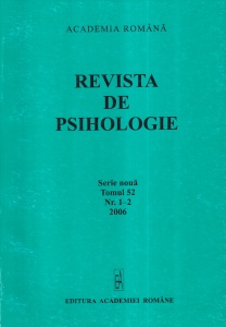 Revista de psihologie. Serie noua. Tomul 52, nr. 1-2, 2006