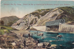 Salutari din Tg. Ocna. Podul de fier si tunelul de la Mosoara, drumul spre Palanca (circulata 1924)