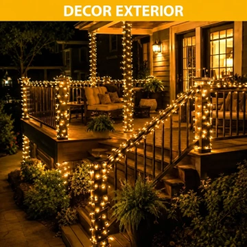 Instalație LED alb cald pentru decor exterior, 8 moduri de iluminare ✨
