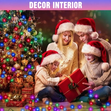 Instalație LED multicolor pentru brad cu 8 moduri de iluminare, perfectă pentru sărbători 🎄.