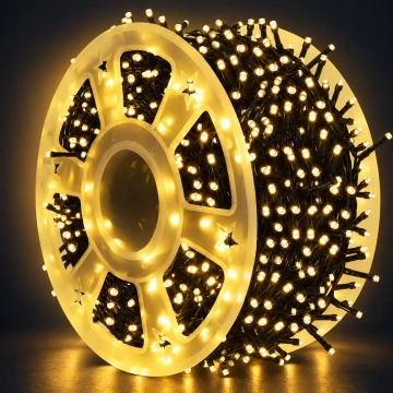 Instalație de Crăciun LED Alb Cald tip rolă, 50 sau 100 m, 8 moduri de iluminare