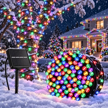 Instalație solară LED multicoloră, 10–100 m, 100–1000 LED-uri, 8 moduri de iluminare