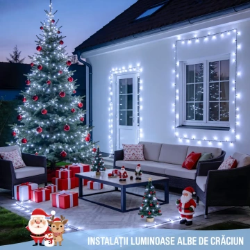 Instalație LED alb rece pentru brad și decorațiuni exterioare festive 🎄