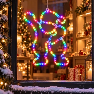Decorațiune LED Moș Crăciun 44 × 36 cm, Multicoloră, cu Jocuri de Lumini și Efect Flash, Alimentare la Priză - Img 5