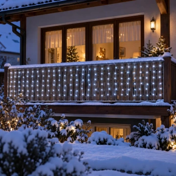 Instalatie LED Tip Perdea de Craciun, Alb Rece, Dimensiune la Alegere, 8 Moduri, Memorie, IP44