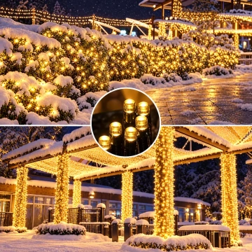 Instalație solară LED alb cald, 10–100 m, 100–1000 LED-uri, 8 moduri de iluminare - Img 7