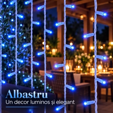 Instalație LED tip perdea albastră, decor elegant pentru interior și exterior. ✨