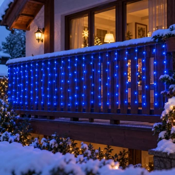 Instalatie LED Tip Perdea de Craciun, Albastra, Dimensiune la Alegere, 8 Moduri, Memorie, IP44
