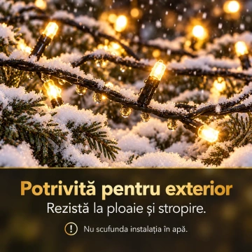 Instalație solară LED alb cald, 10–100 m, 100–1000 LED-uri, 8 moduri de iluminare - Img 4