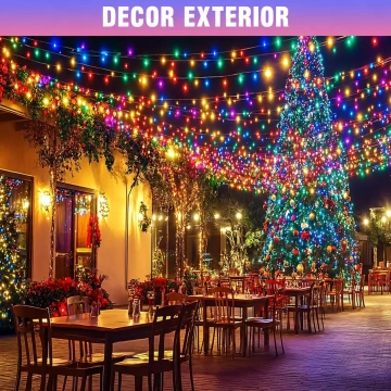 Instalație LED multicoloră pentru decor exterior festiv cu 8 moduri de iluminare 🎄