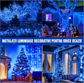 Instalație LED albastră decorativă pentru interior și exterior, 100-500 LED-uri✨